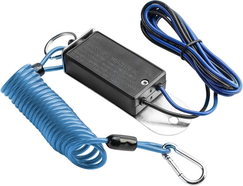Rnigs Trailer Breakaway Switch, 6ft Breakaway Coiled Cable with Electric Brake or RV Towing Trailer（Blue） - Image 1